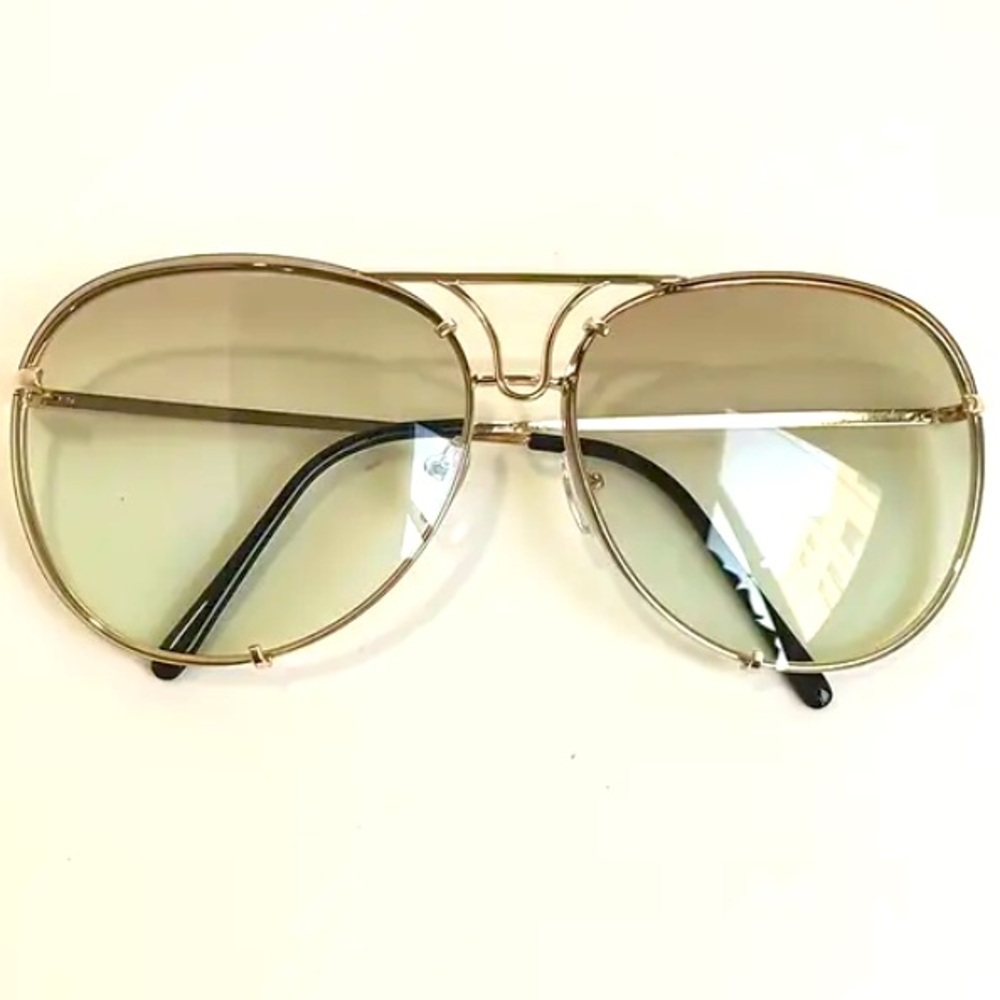 Miz Le Porsche Oversized Aviator Sunnies Clear Peach or Blue Tinted Sunglasses - Picture 3 of 16